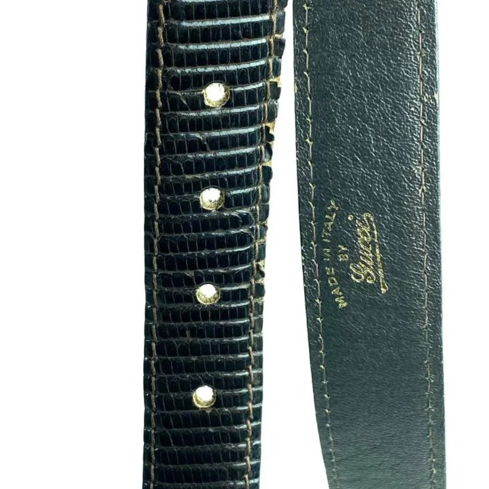 Gucci Lizard Brown Bicolor Belt 7g616